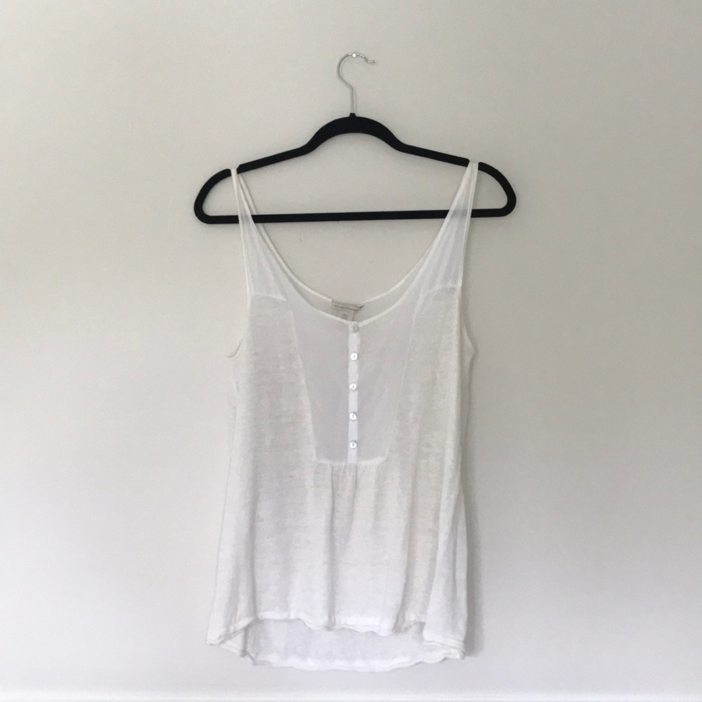 White + Warren linen and cotton tank sz L